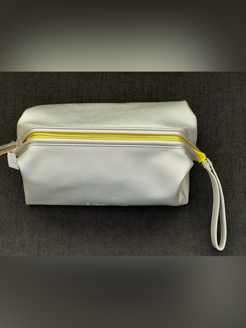 Kendra Scott Metallic Silver Yellow Gold Cosmetic Bag NWT